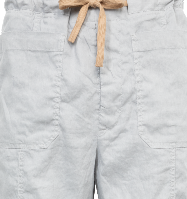 Image 4 of 4 - WHITE - BARENA VENEZIA Linen-blend trousers have a relaxed, coastal feel crafted from a linen and cotton blend, featuring a contrast drawstring fastening, close-fit waist, relaxed-fit leg, front patch pockets and rear flap pockets. 55% linen, 43% cotton, 2% elastane. Made in Italy. 