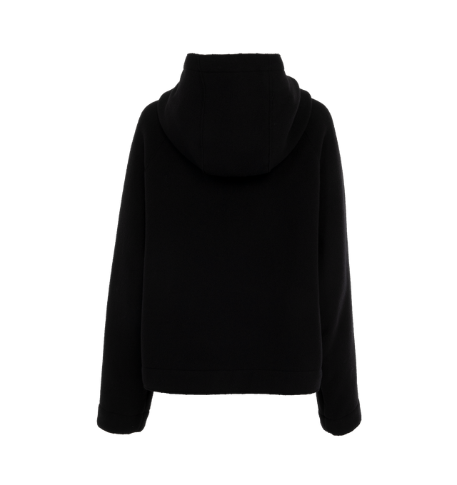 Image 2 of 2 - BLACK - ARMARIUM Mabel Wool Hoodie featuring felted finish, classic hood, long sleeves, front pouch pocket and straight hem. 100% virgin wool. 