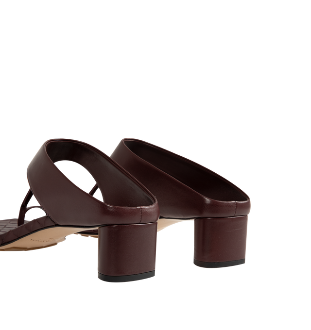 Image 3 of 4 - RED - Bottega Veneta Womens Kitten Heel Thong Sandals are crafted from nappa leather. Feature a toe-ring leather strap, Intrecciato leather insole, lambskin lining, kitten heel, and rubber-injected leather outsole. Upper: Nappa Leather; Lining: Lambskin; Outsole: Rubber-Injected Leather. Made in Italy. 