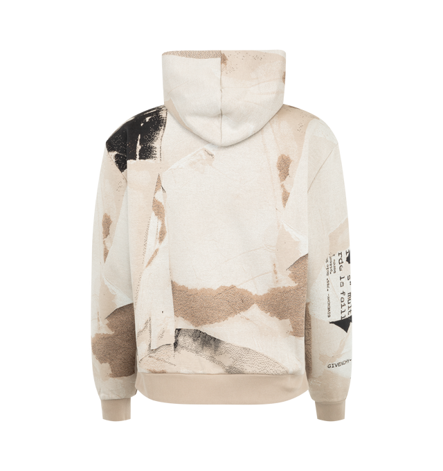 Image 2 of 2 - MULTI - Givenchy Men's Couture Seam Hoodie with Ripped Papers Jacquard is crafted from a textured cotton-blend jacquard and features the house's signature Couture Seam construction, creating a sculptural, rounded silhouette. Designed with a Ripped Papers jacquard motif, Givenchy Paris logo print at the front, drawstring hood, kangaroo pocket, and ribbed cuffs and hem, the hoodie reflects Givenchy's fusion of couture-inspired design and contemporary sportswear. Main Material: 71% Cotton, 13% P 