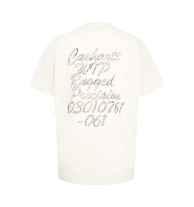 Image 2 of 2 - WHITE - Carhartt WIP Men's S/S Hatching Script T-Shirt is crafted from midweight cotton jersey and features a loose-fit silhouette with graphic prints at the front and back. Designed for everyday wear, this short-sleeve essential combines premium comfort with bold seasonal artwork and signature Carhartt WIP styling. Main Material: 100% Cotton. 