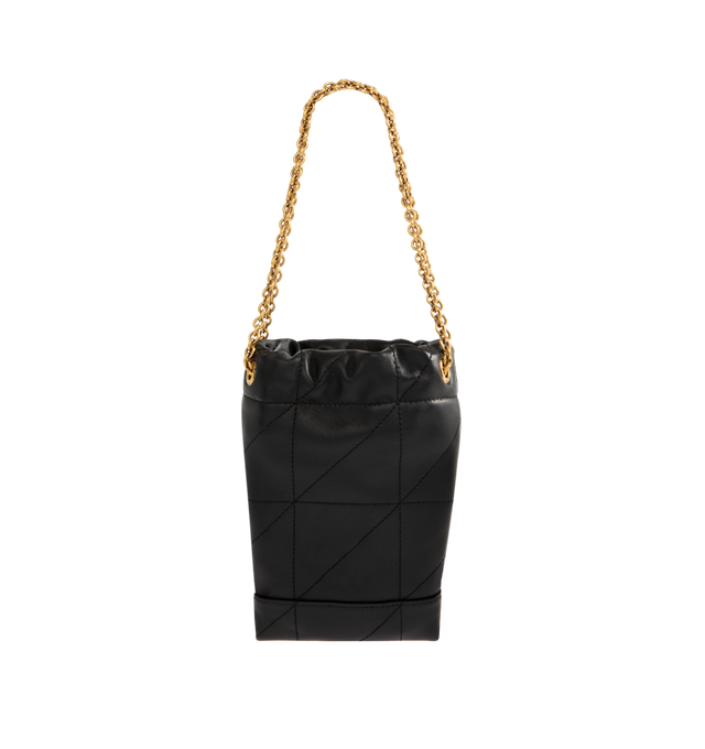 Image 2 of 3 - BLACK - SAINT LAURENT Pouch Bag in supple nappa featuring quilted topstitching, chain handle, cassandre on the front and bronze-tone hardware. Made in Italy. 