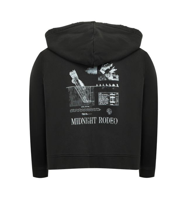 Image 2 of 2 - BLACK - MIDNIGHT RODEO Auto Full Zip Sweatshirt featuring kangaroo pocket, front and back graphic and fleece lining. 100% cotton. 