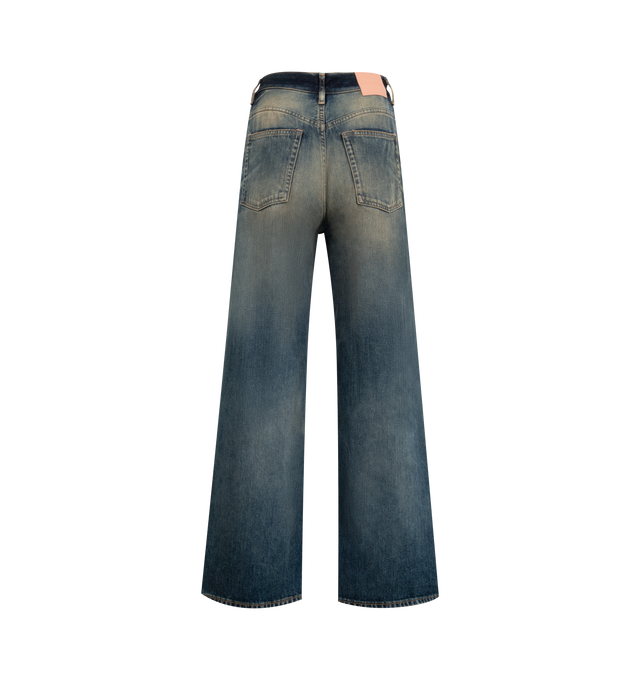 Image 2 of 3 - BLUE - ACNE STUDIOS 2022 Rocka Jeans featuring regular fit, high waist, wide leg, long length, 5-pocket construction and zipper fly. 100% cotton. 