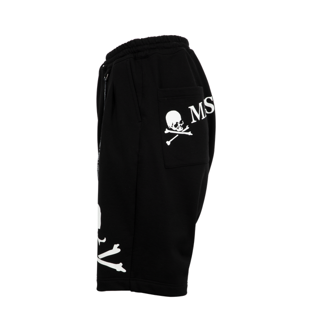 Image 3 of 3 - BLACK - MASTERMIND JAPAN OG Sweatshort featuring drawstring at elasticized waistband, D-rings and detachable logo-printed trim at front waist, printed graphic on front and back. Cotton. Made in Japan. 