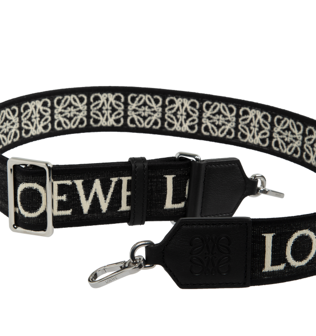 Image 2 of 2 - BLACK - LOEWE Anagram Strap featuring hook fastenings, 4cm wide, detachable and adjustable and embossed Anagram. 4 x 41.3 x 1.6 inches. Jacquard/Calf. Made in Spain. 