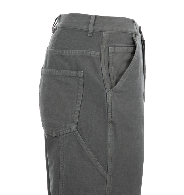 Image 3 of 3 - GREY - DRIES VAN NOTEN Utility Pants featuring belt loops, side pockets, utility pocket, back patch pockets, concealed zip fly and button closure. 