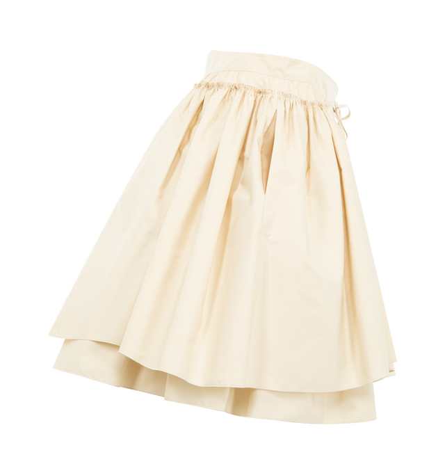 Image 3 of 3 - NEUTRAL - LOEWE PAULA'S IBIZA Mini Skirt in lightweight cotton poplin featuring a layered construction, lace-up detailing with polished glass-effect Anagram pebble, regular fit, short length, mid waist, side zip fastening and seam pockets. Cotton. Made inItaly. 
