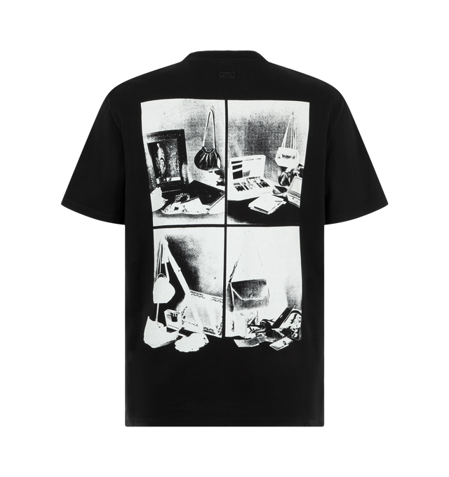 Image 2 of 2 - BLACK - Loewe Men's Relaxed Fit T-Shirt is crafted from lightweight cotton and features a relaxed-fit silhouette with a regular length. Designed with a crew neck, ribbed collar, front LOEWE embroidery, and a printed photograph at the back that adds a distinctive graphic element to the design. Main Material: 100% Cotton. Made in Portugal. 