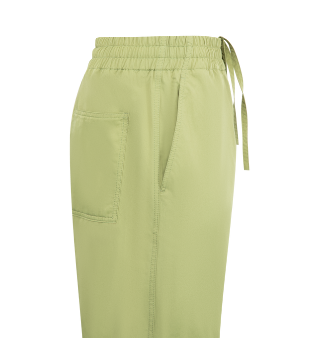 Image 3 of 3 - GREEN - BOTTEGA VENETA Tech Nylon Pants featuring trousers with straight leg in washed matte technical nylon, elastic waist and lined. 100% polyamide. Made in Italy. 