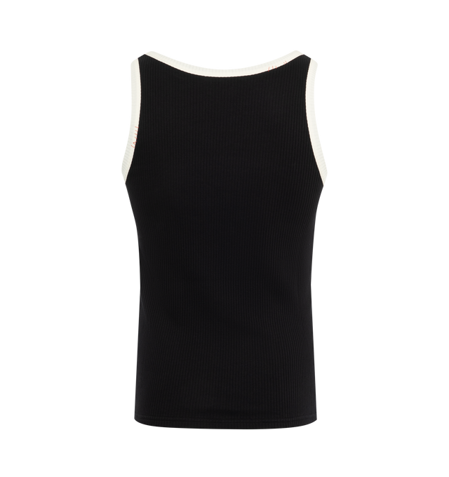 Image 2 of 2 - BLACK - MARNI Ribbed Jersey Tank Top featuring stretch-cotton, fine ribbed, contrasting trim, decorative stitching, round neck, sleeveless and straight hem. 95% cotton, 5% elastane. 