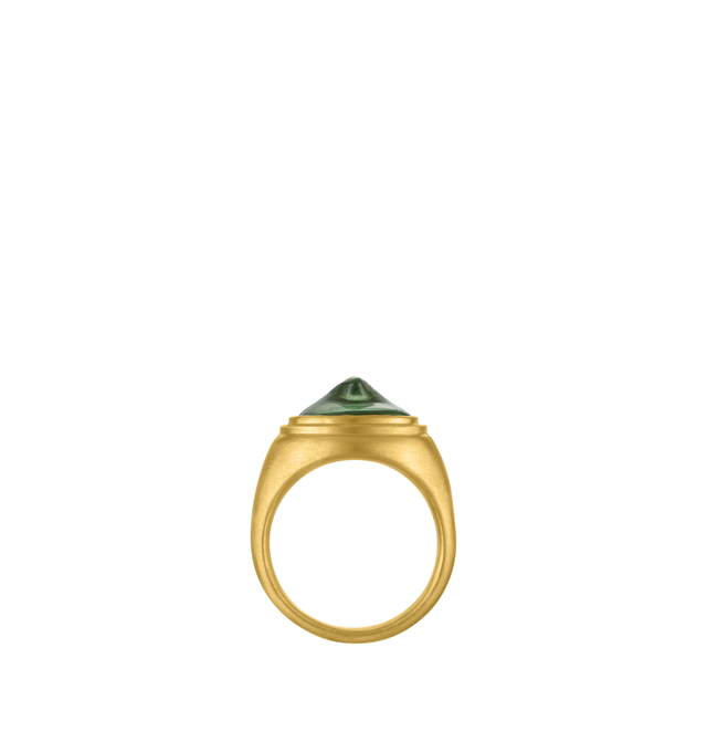 Image 2 of 2 - GREEN - Prounis Green Tourmaline Tempus Prunt Ring is handcrafted from 22K yellow gold and features a green tourmaline gemstone. Handmade in New York. For personal consultation and detailed information about jewelry, please contact our dedicated stylist team at personalshopping@hirshleifers.com.This item may be restricted for online purchase to international clients. For assistance purchasing this item please contact our dedicated stylist team at personalshopping@hirshleifers.com. 
