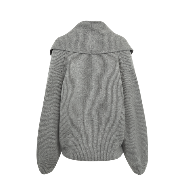 Image 2 of 2 - GREY - TOTEME Shawl-Lapel Cardigan featuring wide sleeves with dramatic, rounded proportions, knitted from heavyweight, ribbed wool and set with a double-breasted button front. 94% RWS wool, 6% polyamide. 