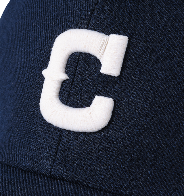 Image 4 of 6 - NAVY - Cherry LA Wool 5 Panel Hat is crafted from polyester and features a classic six-panel silhouette with embroidered detailing at the front and back. Designed with a branded flag tab at the back and an adjustable plastic snap closure, this everyday cap combines clean styling with signature Cherry LA branding.  