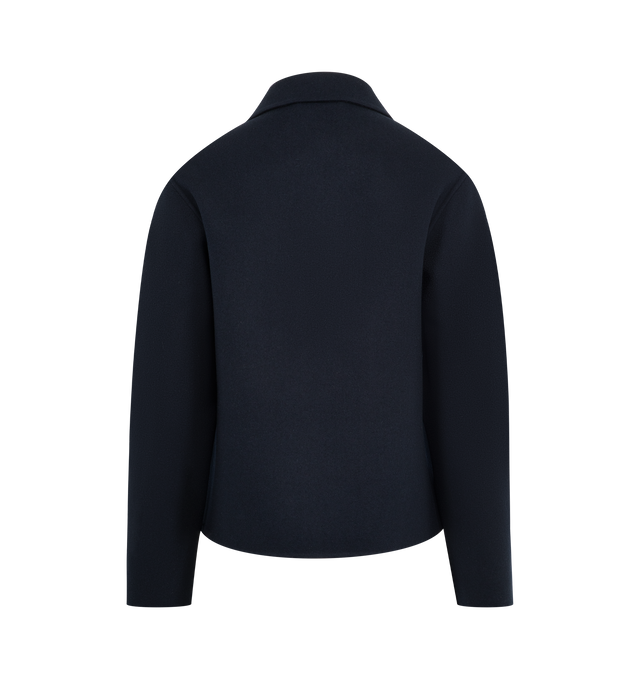 Image 2 of 2 - NAVY - EXTREME CASHMERE Mover Cardigan featuring a boxy, workwear-inspired piece reimagined in a shrunken fit, double-faced cashmere, pointed collar, two patch pockets and a five-button corozo closure. 70% wool, 30% cashmere. 
