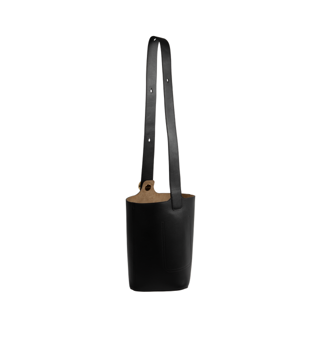 Image 2 of 3 - BLACK - LOEWE Medium Pebble Bucket Bag featuring shoulder or crossbody carry, adjustable strap, magnetic closure, internal pocket, bonded leather lining and Anagram engraved Pebble. 11 x 9.6 x 9.3 inches. Mellow calf. Made in Spain. 