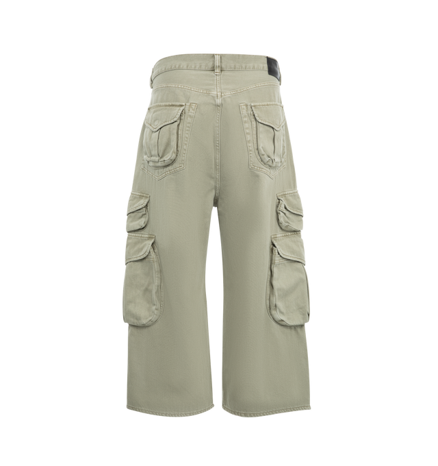 Image 3 of 6 - GREY - R13 Cropped Multi Pocket Cargo Pants are a 5-pocket style with a zip fly and button closure, artfully cropped hems and 3D cargo pockets.  