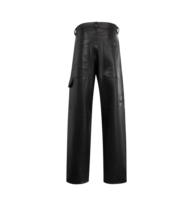 Image 2 of 4 - BLACK - VETEMENTS Hip-Hop Jeans featuring non-stretch denim jeans, belt loops, five-pocket styling, zip fly, patch pockets and logo patch at outseam and hammer loop at outseam. Leather. Made in Italy. 