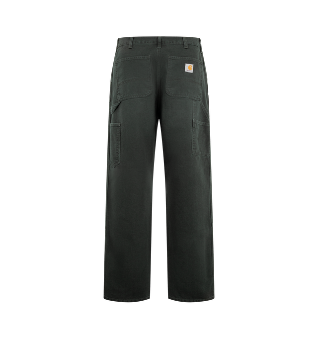 Image 2 of 3 - GREY - Carhartt WIP Double Knee Work Pants are crafted in a heavyweight canvas material in a loose straight fit. Featuring a double-layer knees, zip fly with button closure, front slant pockets, tool pocket, back patch pockets and hammer loop. Main Material: Cotton Canvas.  