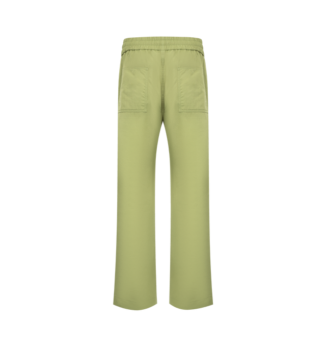 Image 2 of 3 - GREEN - BOTTEGA VENETA Tech Nylon Pants featuring trousers with straight leg in washed matte technical nylon, elastic waist and lined. 100% polyamide. Made in Italy. 