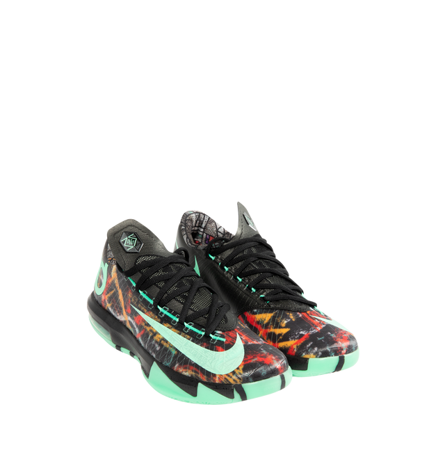 Image 2 of 5 - MULTI - NIKE KD VI Sneaker featuring retro edition of the KD 6, Kevin Durant's sixth signature model from 2013, sleek low-profile silhouette with an asymmetrical lacing system, lightweight synthetic upper with Flywire support cables, signature Nike and KD branding on the upper and tongue, Zoom Air cushioning in the forefoot and rubber outsole. 