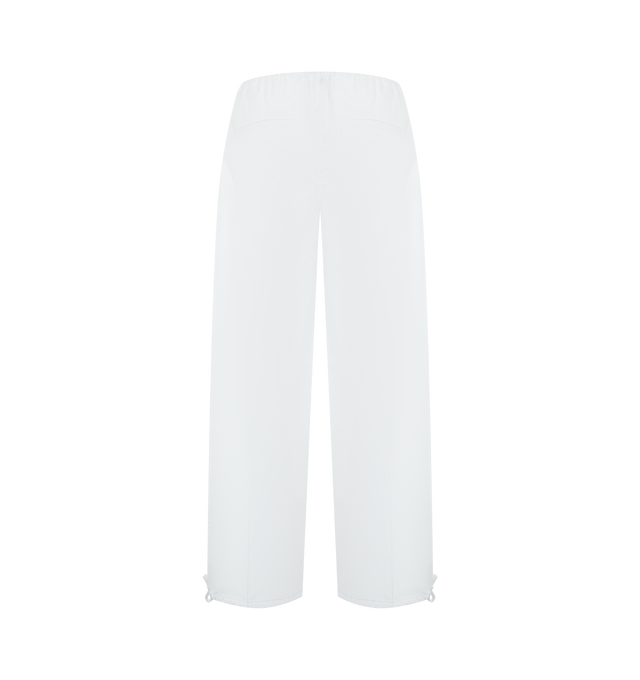 Image 2 of 3 - WHITE - TOTEME Drawstring Cotton Trousers featuring relaxed fit, cinched, drawcord hem that creates a soft balloon shape, elasticated waistband, subtle pleats at the waist, side-seam pockets and back welt pockets. 100% organic OCS cotton. Made in Turkey. 