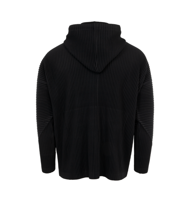 Image 2 of 2 - BLACK - Issey Miyake MC December Drawstring Turtleneck (Mens) has a drawstring neck, a kangaroo pocket, and ribbed cuffs. 100% polyester.  