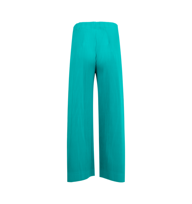 Image 2 of 3 - BLUE - ISSEY MIYAKE MC May Pant featuring elasticized waist, wide leg, pleated design and concealed drawstring. 100% polyester. 