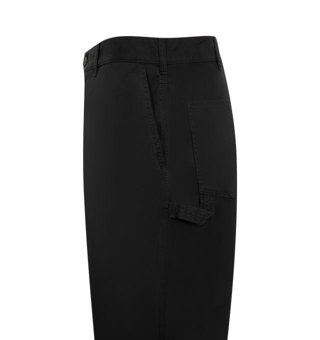 Image 4 of 4 - BLACK - The Row Mid-rise cargo pant in cotton and cashmere gabardine with straight leg, painter's loop detail, and side seam pockets. 95% Cotton, 5% Cashmere lined in 65% Polyester, 35% Cotton. Made in Italy. 
