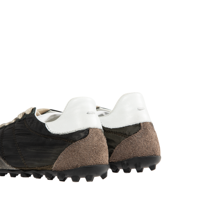 Image 3 of 5 - GREY - MAISON MARGIELA Sprinters Sneakers featuring low-top sneakers in drill cotton with vintage treatment, stripe down the center of the toe area, cleated rubber sole with numerical logo details, logo label on the tab and white stitching at the back. 54% polyester, 46% cotton. 100% calf leather. Made in Italy. 