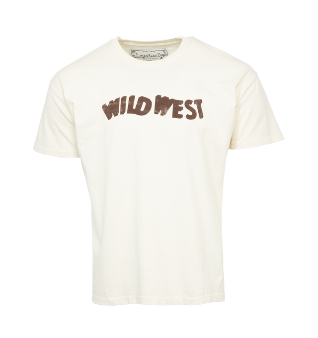 Image 1 of 4 - WHITE - ONE OF THESE DAYS WILD WEST TEE featuring front and back screenprint graphics and lightweight jersey fabric with ribbed neckline. 100% cotton. 