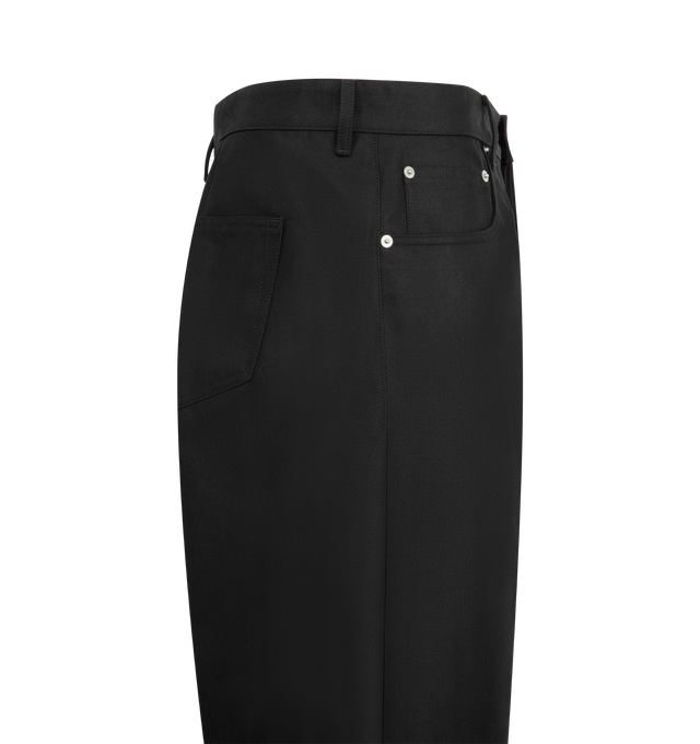 Image 3 of 3 - BLACK - RICK OWENS Geth Jeans featuring rigid denim fabric, button closure with zip fly, 5-pocket styling, creased legs and dart at inseams. 91% cotton, 6% elastomultiester, 3% rubber. Lining: 100% cotton. 