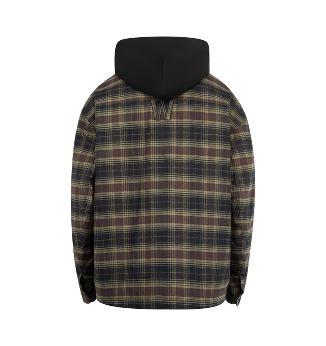 Image 2 of 2 - BROWN - WILLY CHAVARRIA Ganadero Overshirt featuring layered look, zip front closure, button front, two chest patch pockets with flaps and button cuffs. 100% cotton. Made in USA. 