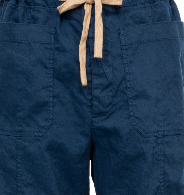 Image 4 of 4 - BLUE - BARENA VENEZIA Linen-blend trousers have a relaxed, coastal feel crafted from a linen and cotton blend, featuring a contrast drawstring fastening, close-fit waist, relaxed-fit leg, front patch pockets and rear flap pockets. 55% linen, 43% cotton, 2% elastane. Made in Italy. 