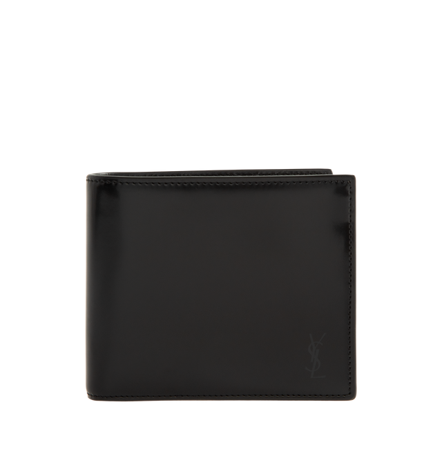 Image 1 of 3 - BLACK - Saint Laurent Men's Cassandre Bifold Wallet is crafted from calfskin leather and features the signature Cassandre logo with matte black metal hardware. Designed in a classic bifold silhouette, the interior includes two bill compartments, eight card slots, and two receipt compartments for everyday organization. Main Material: Calfskin Leather. Hardware: Matte Black Metal. Dimensions: 11.5 x 9.5 x 1.5 cm / 4.5 x 3.7 x 0.6 in. Interior: Two Bill Compartments, Eight Card Slots, Two Receip 