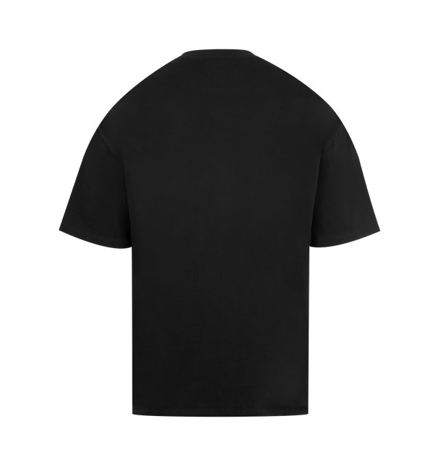 Image 2 of 2 - BLACK - AMIRI MA Chateau T-shirt featuring cotton jersey, short sleeves, rib-knit crewneck, logo graphic printed at chest and back, dropped shoulders and oversized fit. 100% cotton. Made in Italy. 