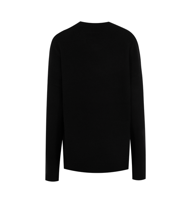 Image 2 of 2 - BLACK - Guest in Residence Crewneck sweater made from medium weight 100% cashmere. Unisex style in men's sizing. Women should size down for a less oversized fit. Features crew neck, long sleeves, jersey body stitch and signature GIR branding at center back. Premium cashmere sourced from inner Mongolia, manufactured in China. 