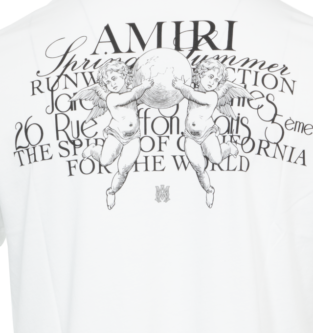 Image 4 of 4 - WHITE - AMIRI Cherub Text Tee featuring logo print at the chest, logo graphic print to the rear, crew neck, short sleeves and straight hem. 100% cotton. 