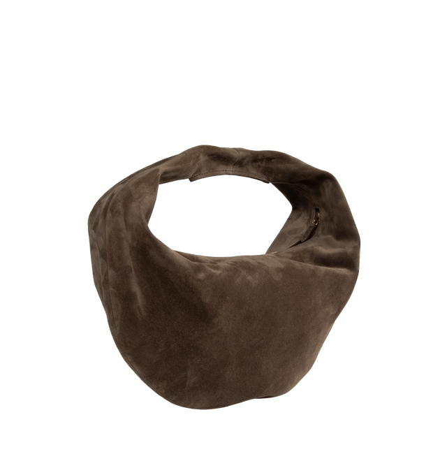 Image 2 of 3 - BROWN - KHAITE Olivia Hobo Bag in Medium featuring velvety suede, slouchy zip-top, lined interior and an integrated strap. 16 x 9.4 x 7 inches. 100% calfskin suede. Made in Italy. 