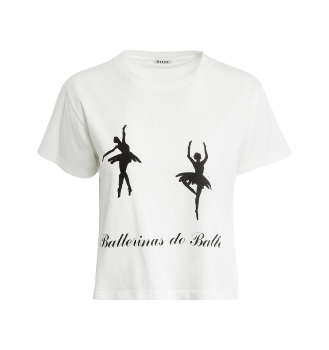 Image 1 of 2 - WHITE - BODE Printed Ballerinas Tee featuring short sleeves, graphic print, crew neck and straight hem. 100% cotton. Made in Portugal. 
