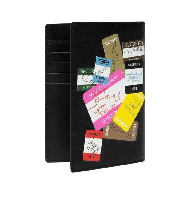 Image 2 of 3 - BLACK - BALENCIAGA Passport Holder featuring prints with all-over logo and inner card holder. 100% calfskin. Made in Italy. 