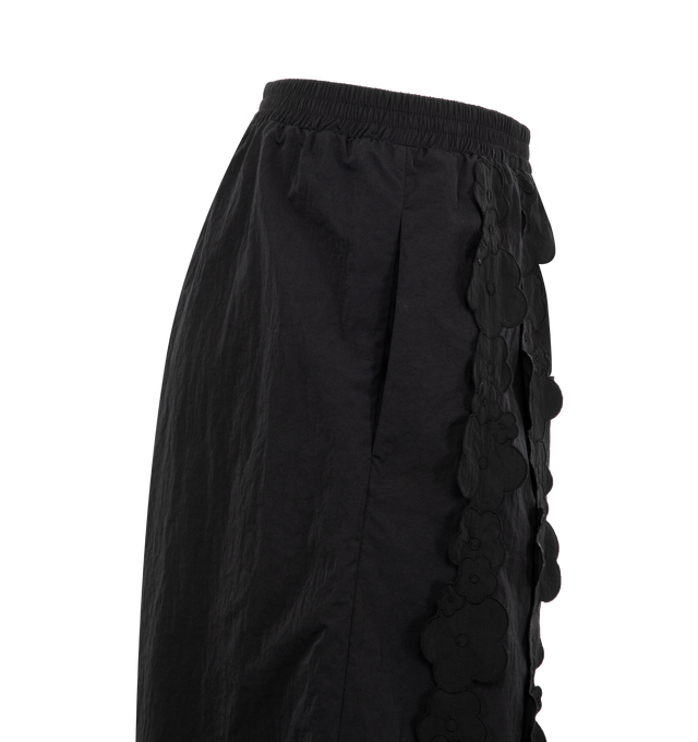 Image 3 of 3 - BLACK - Cecilie Bahnsen Angel Shorts are a pull-on style with an elastic waist, floral appliques, and side pockets. 100% recycled nylon.  