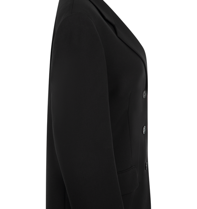 Image 3 of 3 - BLACK - The Row Duplin Jacket has a notched lapel, a 3-button closure, chest and flap front pockets, an interior chest pocket, and a center back vent. 99% wool, 1% silk. Made in USA.  