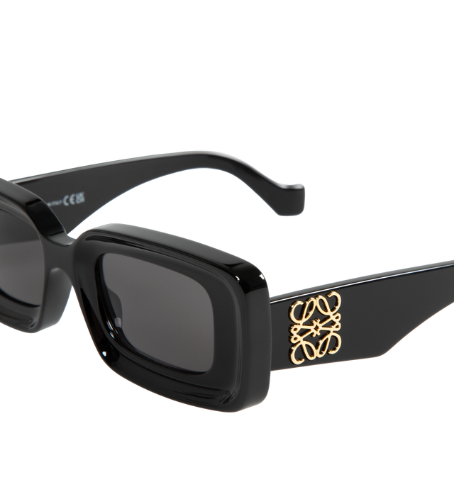 Image 3 of 3 - BLACK - LOEWE Anagram Sunglasses featuring chunky square frames fitted with dark tinted lenses and anagram logo stamps at each arm. 100% UV protection. 