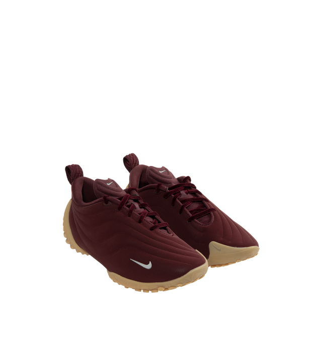Image 2 of 5 - RED - NIKE Astra Ultra Sneaker featuring luxe upper with rippling design lines, sleek, low-profile silhouette, asymmetrical velvet laces, rounded toe, heel pull tab and rubber outsole. 