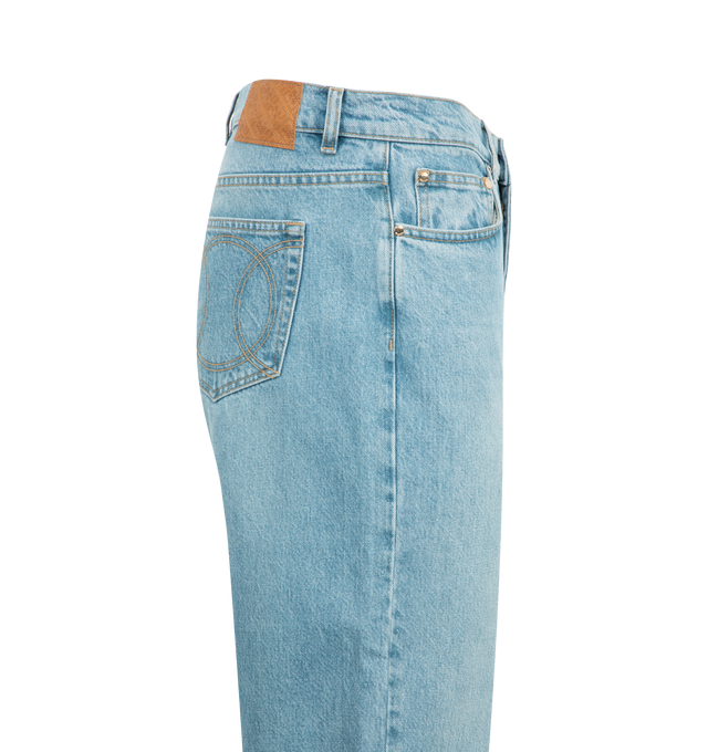 Image 3 of 4 - BLUE - CASABLANCA Graffiti Jeans featuring concealed fly and button fastening, belt loops, classic five pockets and logo print to the side. 100% cotton. 