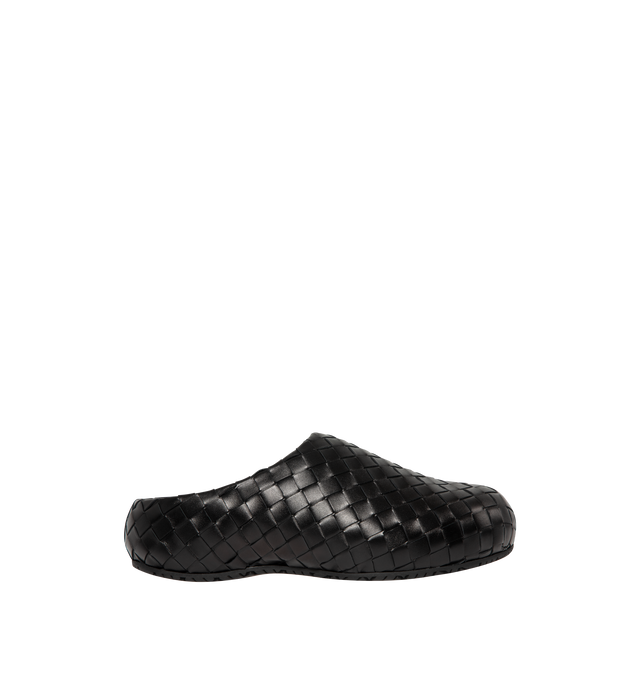 Image 1 of 4 - BLACK - Bottega Veneta Mens Slip-on mule is crafted from a woven Intrecciato leather, leather lining, and durable outsole. Upper: Leather; Lining: Calfskin; Outsole: Rubber. Made in Italy. 