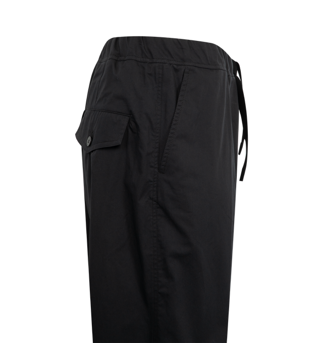 Image 3 of 3 - BLACK - DRIES VAN NOTEN Drawstring Cargo Trousers featuring a wide-leg fit from smooth satin and detailed with an elasticated drawstring waistband, articulated knees and a single flap pocket. 100% viscose. 