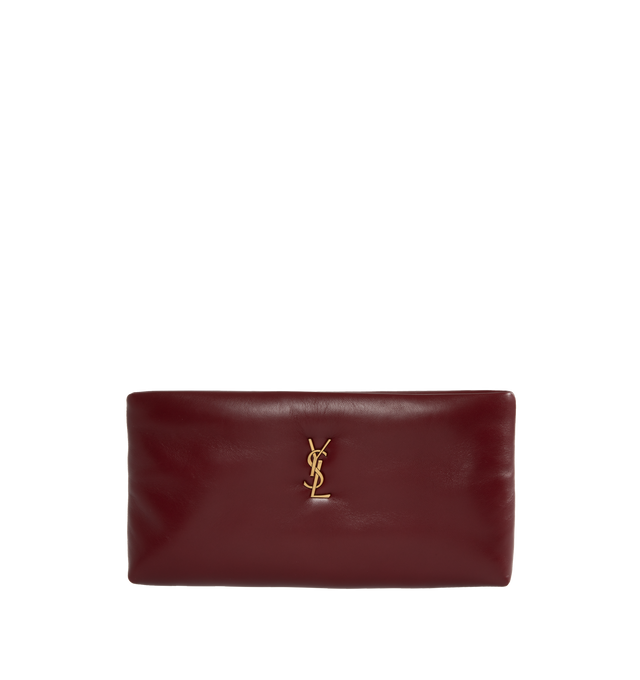 RED - SAINT LAURENT Calypso Long Pouch featuring a pillowed effect, zip closure and one flat pocket. 11.8" X 5.9" X 1.4". 100% lambskin. 