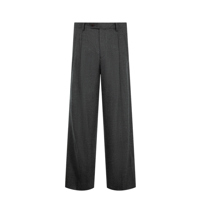 Image 1 of 3 - GREY - Auralee Men's Super Light Wool Two-Tuck Slacks are crafted from lightweight wool velvet with a subtle luster and a smooth, supple hand. Finished with two front tucks, these trousers are cut in a relaxed fit with a wide leg. Wool 100%. 